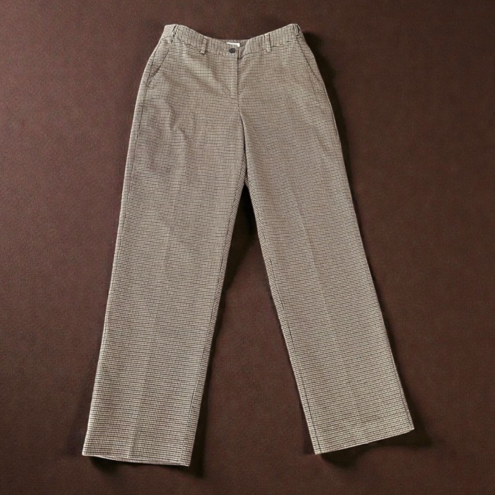 L.L. Bean Classic Fit Houndstooth Pants Tan Brown Size 8
